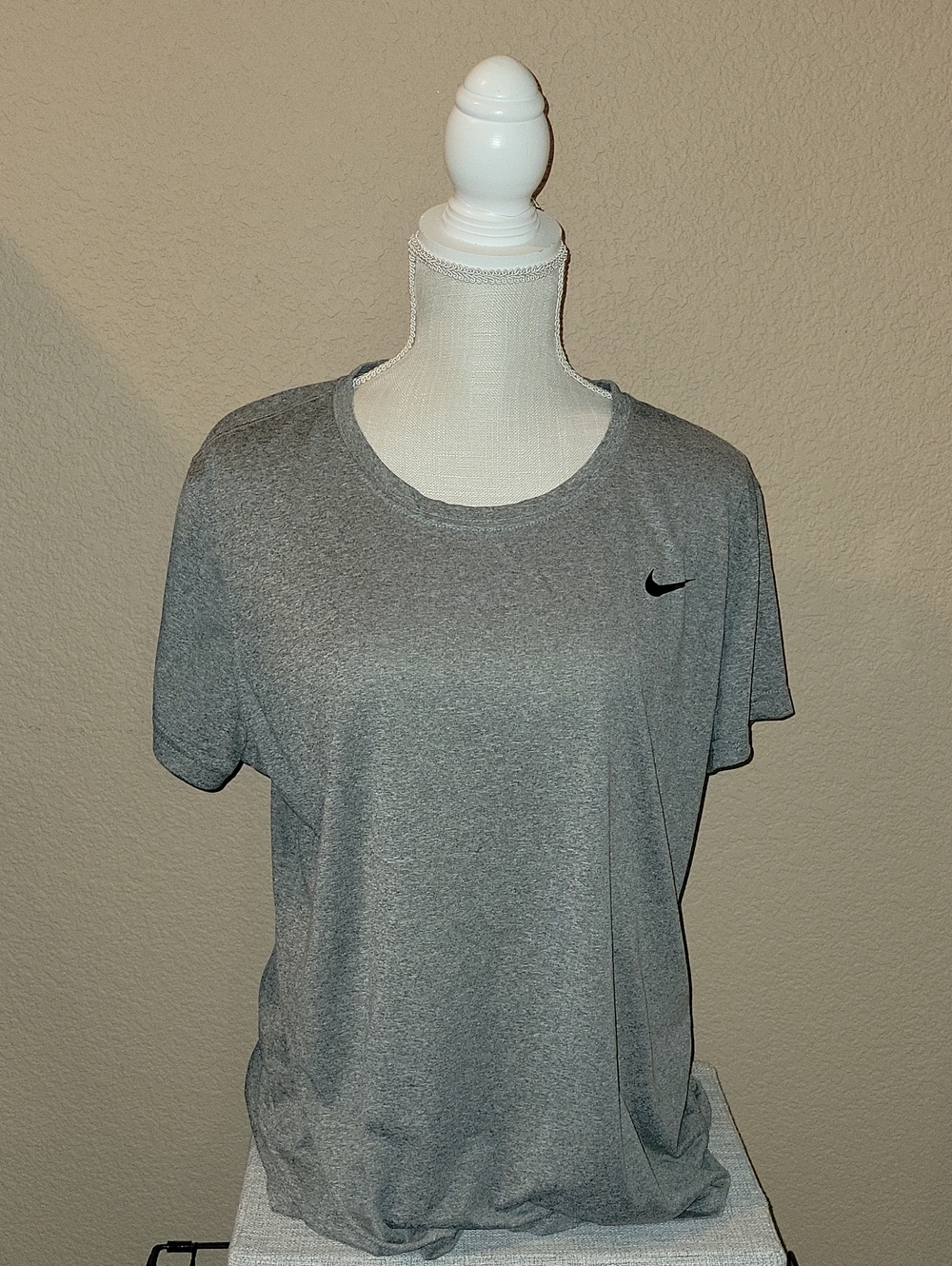Nike Gray Short Sleeve Women's Performance Tee with Black Swoosh
